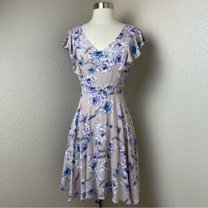 Altar’d State Mauve Pink Floral A-Line Flutter Sleeve Dress